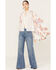 Image #1 - Angie Women's Floral Print Tassel Kimono, Ivory, hi-res