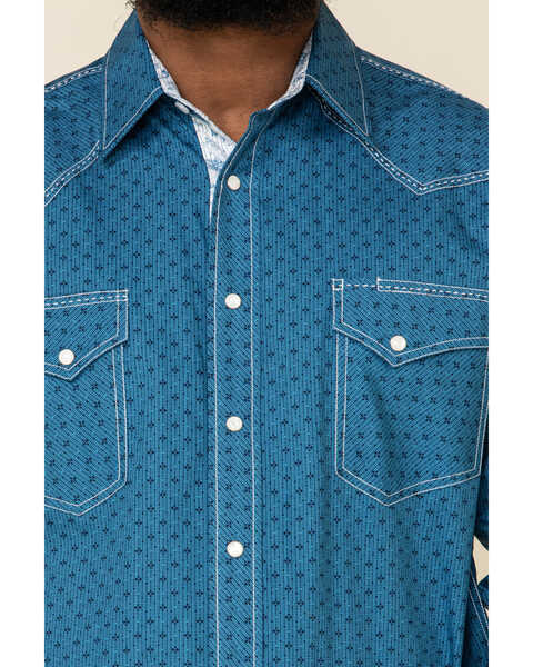 Image #4 - Rough Stock By Panhandle Men's Los Nietos Geo Print Long Sleeve Western Shirt , Blue, hi-res