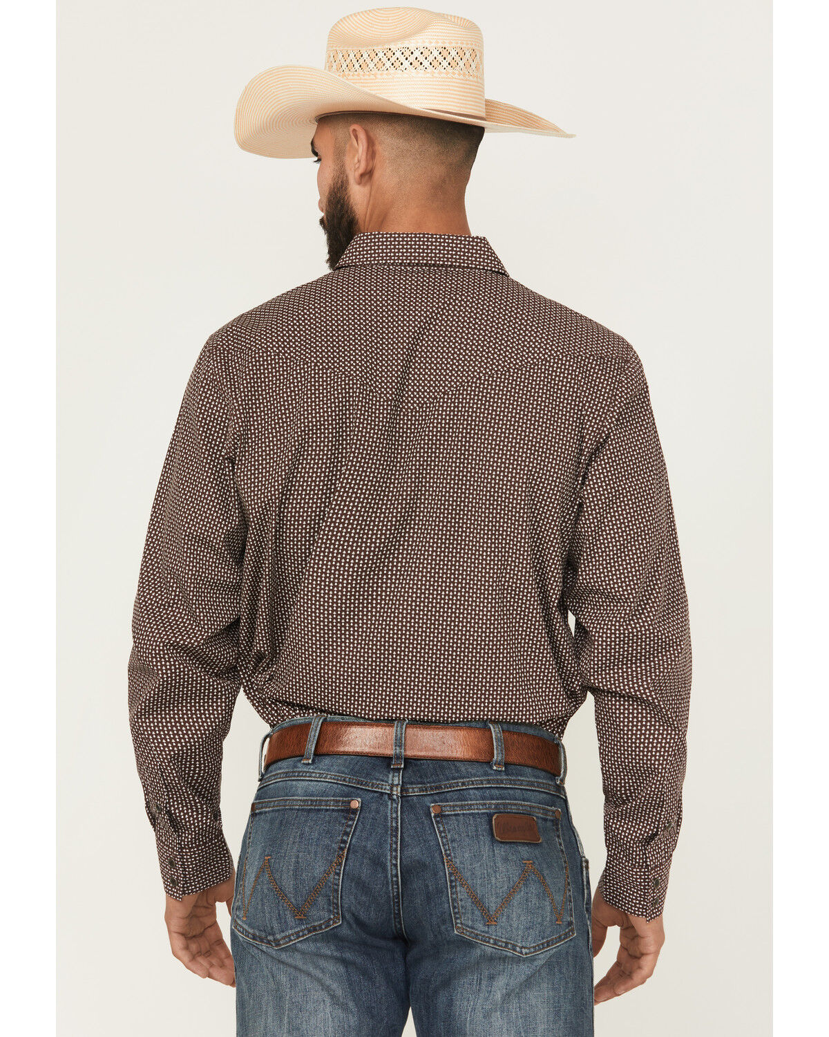 Image #4 - Gibson Trading Co Men's Mud Hole Geo Print Long Sleeve Snap Western Shirt, Brown, hi-res