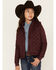 Image #1 - Shyanne Girl's Diamond Hooded Puffer Jacket, Dark Red, hi-res