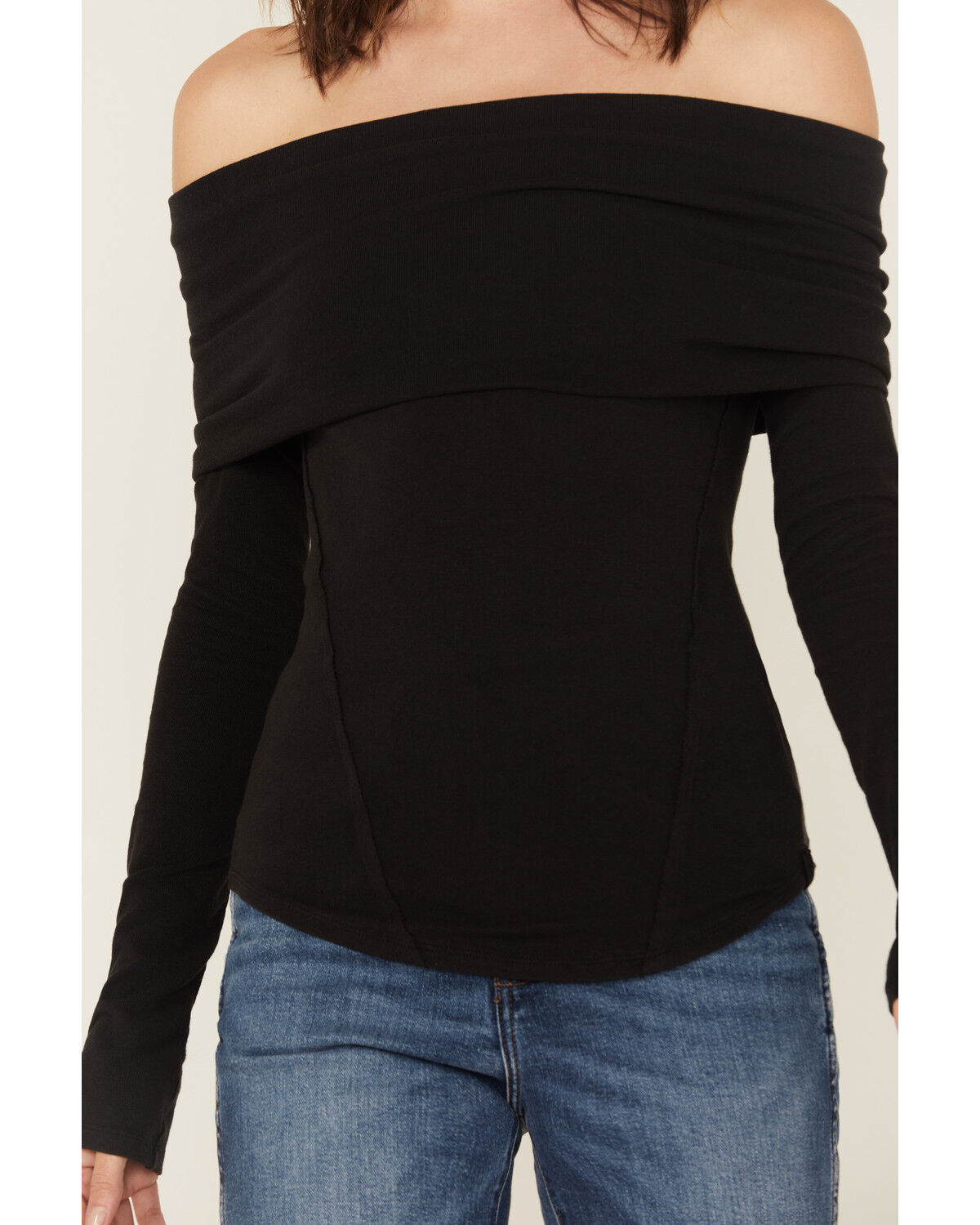 Image #3 - Free People Women's Iris Layering Off The Shoulder Long Sleeve Shirt, Black, hi-res