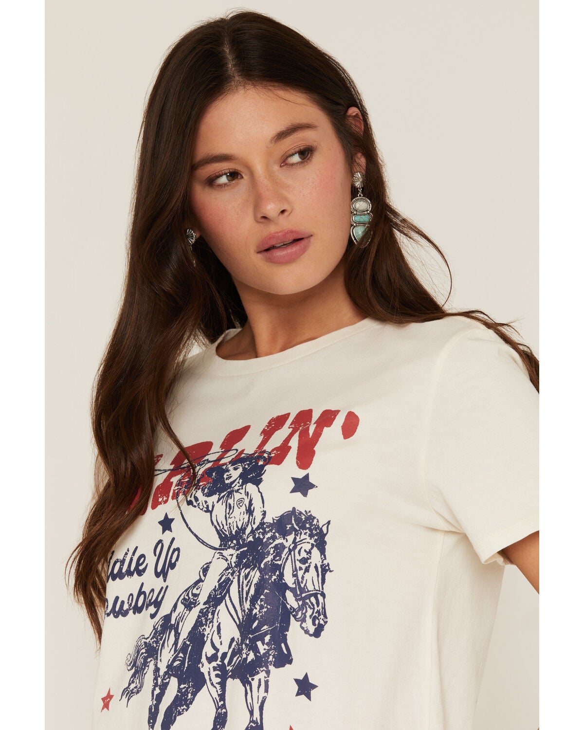 Image #2 - Rock & Roll Denim Women's Darlin Short Sleeve Graphic Tee, Cream, hi-res