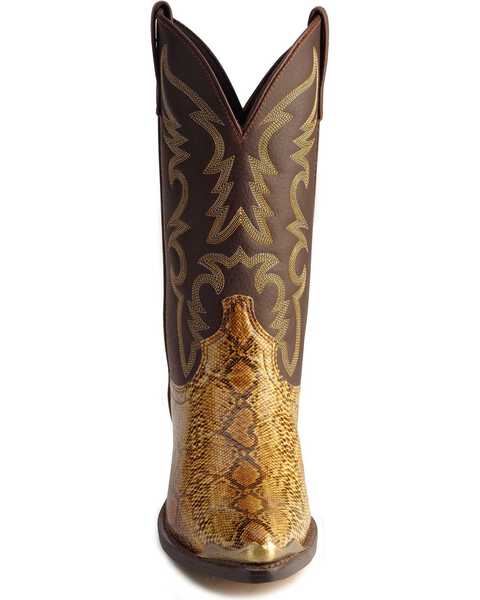 Laredo Men's Python Print Western Boots - Pointed Toe, Brown, hi-res