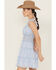 Image #3 - Ash & Violet Women's Floral Print Smocked Waist Mini Dress, Blue, hi-res