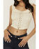 Image #3 - Rock & Roll Denim Women's Eyelet Corset Tank Top, Cream, hi-res