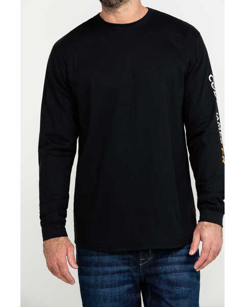Cody James Men's Black FR Logo Long Sleeve Work Shirt - Tall , Black, hi-res