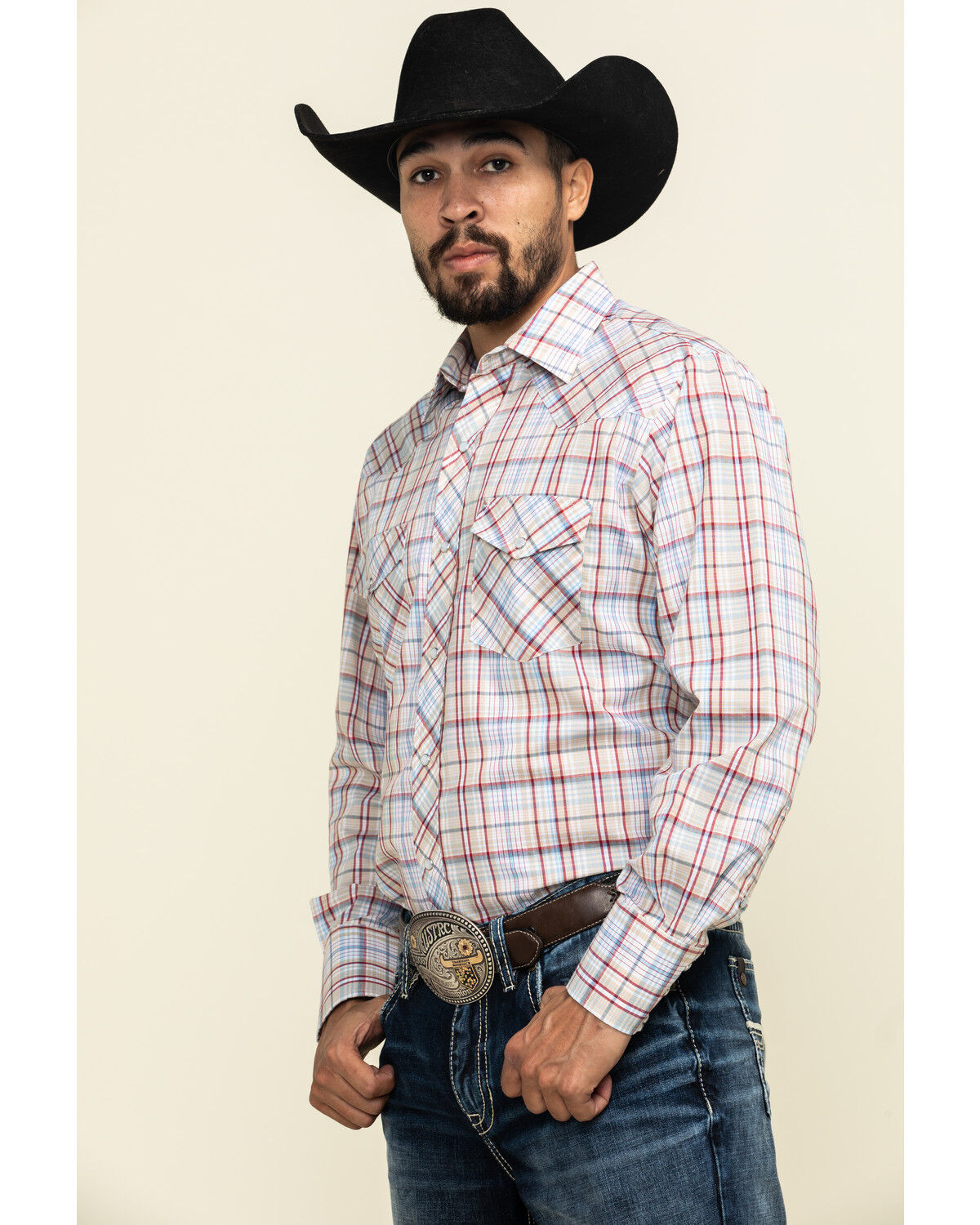 Image #3 - Roper Men's Classic Tan Plaid Long Sleeve Western Shirt, Tan, hi-res