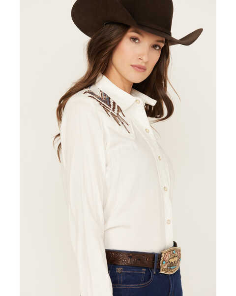 Image #3 - Ariat Women's Chimayo Trujillo Long Sleeve Western Snap Shirt, White, hi-res