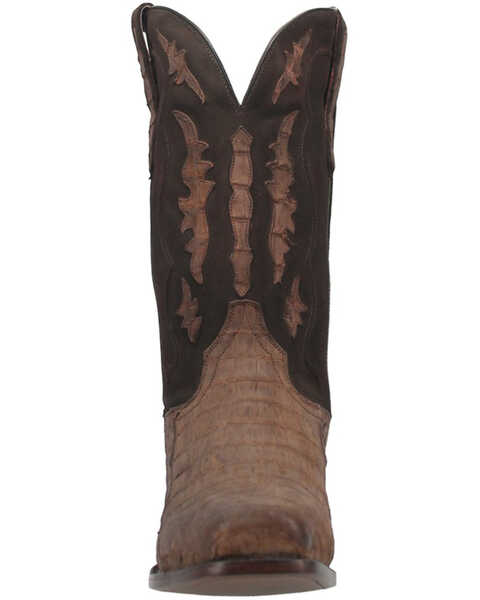 Image #4 - Dan Post Men's Stalker Exotic Caiman Western Boot - Square Toe, Taupe, hi-res