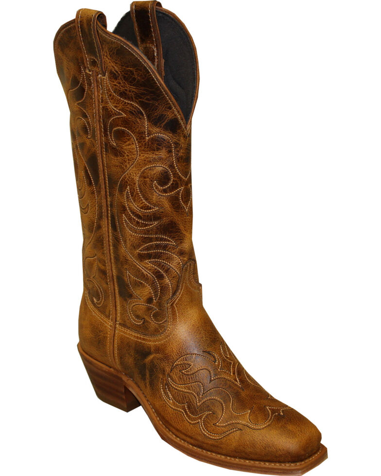 Abilene Women's Cowhide with Fancy Stitching Western Boots - Square Toe, Tan, hi-res