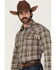 Image #2 - Wrangler Retro Men's Plaid Print Long Sleeve Snap Western Shirt, Brown, hi-res