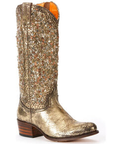 Frye Women's Deborah Studded Tall Boots - Round Toe, Gold, hi-res