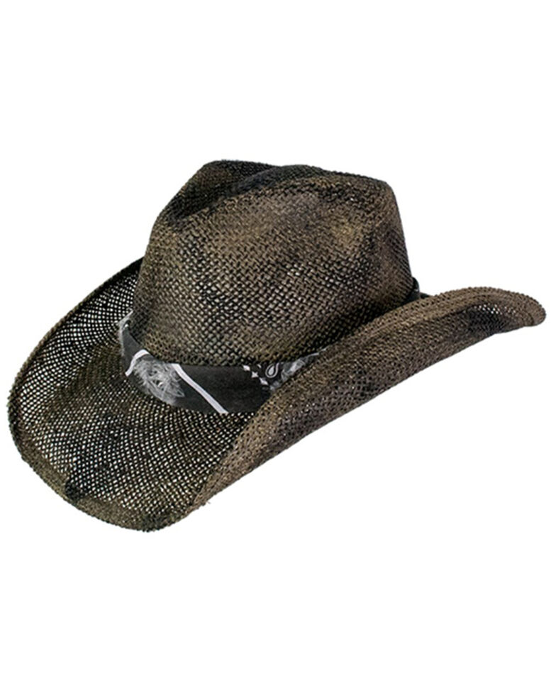 Peter Grimm Headwear Men's Carl PGD Brand Straw Cowboy Hat , Black, hi-res
