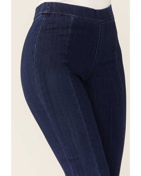 Image #2 - Cello Women's Dark Wash High Rise Raw Edge Crop Flare Jeans, Blue, hi-res