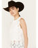 En Creme Women's Medallion Crochet High Low Tank, White, hi-res