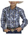 Image #1 - Roper Boys' Plaid Print Long Sleeve Snap Stretch Western Shirt, Blue, hi-res