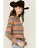 Image #2 - Shyanne Women's Serape Striped Print Long Sleeve Snap Flannel Shirt, Navy, hi-res