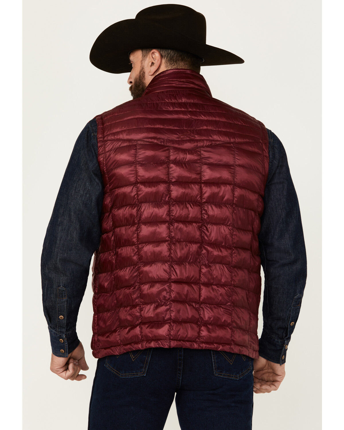 Image #4 - Resistol Men's Puffer Zip Vest, Burgundy, hi-res