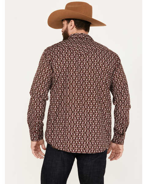 Image #4 - Moonshine Spirit Men's Gypsy Print Long Sleeve Western Snap Shirt, Burgundy, hi-res