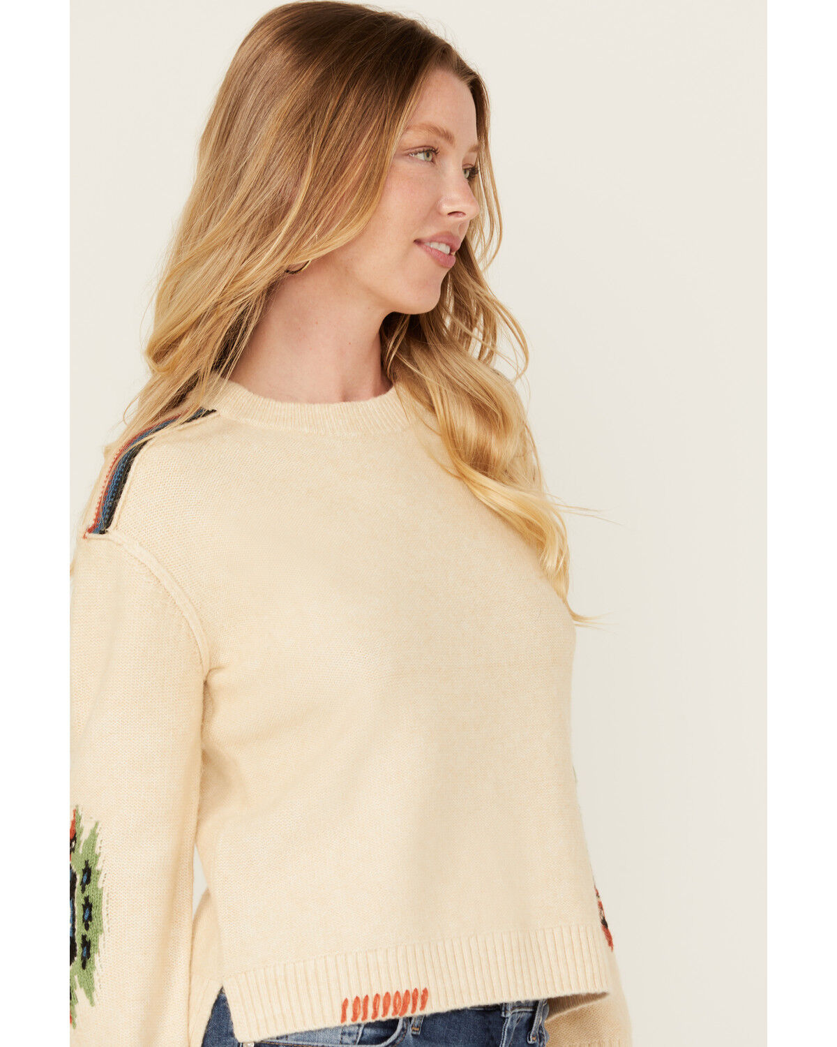 Image #2 - Cleo + Wolf Women's Colbie Southwestern Print Sweater, Oatmeal, hi-res