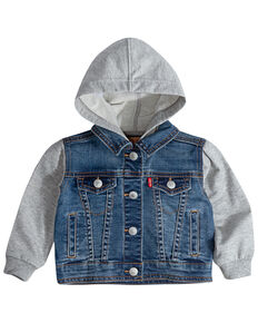 Levi's Infant Boys' Contrast Denim Button-Front Hooded Jacket , Blue, hi-res