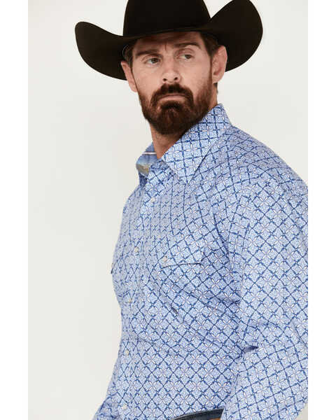 Image #2 - Roper Men's Amarillo Medallion Print Long Sleeve Snap Western Shirt - Tall , Blue, hi-res