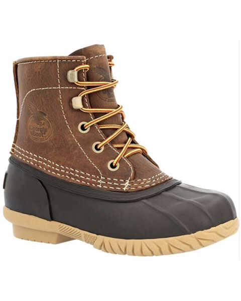 Image #1 - Georgia Boot Boys" Marshland Lace-Up Duck Boots - Round Toe , Brown, hi-res