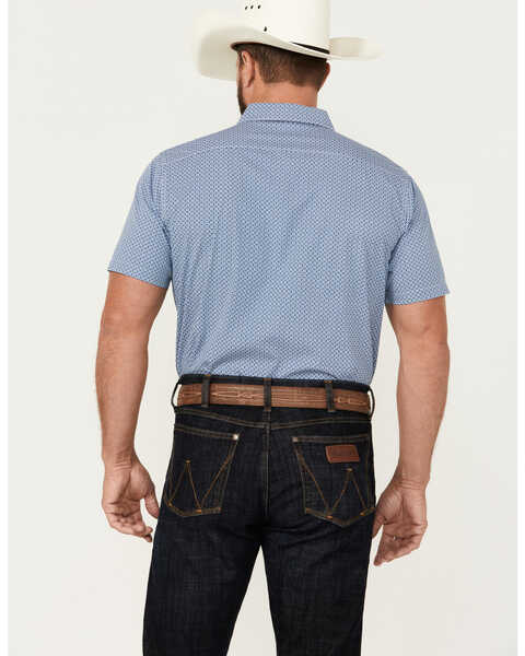 Image #4 - Ariat Men's Miller Geo Print Short Sleeve Button-Down Stretch Western Shirt , Blue, hi-res