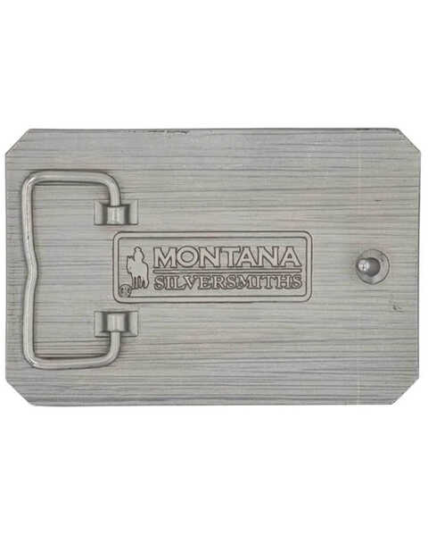 Image #2 - Montana Silversmiths Trimmed Square American Flag Attitude Belt Buckle, Silver, hi-res