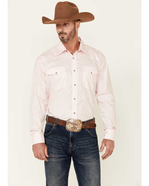 Roper Men's Amarillo Collection Solid Long Sleeve Western Shirt, Pink, hi-res