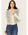 Image #1 - Miss Me Women's Geo Print Fleece Lined Vest, Light Blue, hi-res