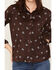 Image #3 - June & Hudson Women's Faux Suede Floral Embroidered Knit Long Sleeve Top, Chocolate, hi-res