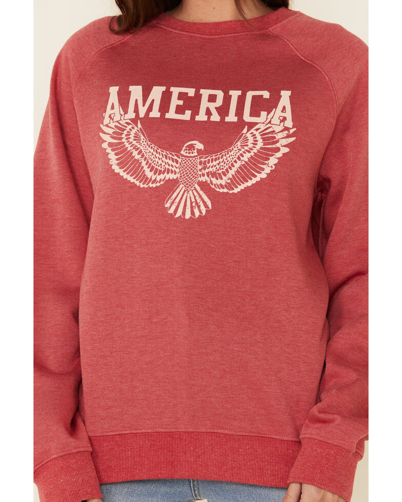 Cowgirl Tuff Women's Red America Eagle Graphic Sweatshirt , Red, hi-res