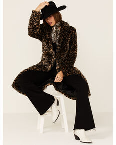 Circle S Women's Faux Shearling Leopard Overcoat, Multi, hi-res