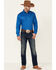 Roper Men's Amarillo Collection Solid Long Sleeve Western Shirt, Blue, hi-res