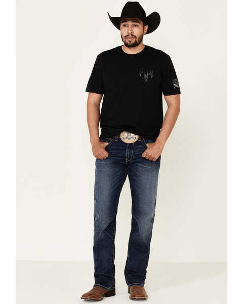 Image #2 - Buck Wear Men's Fundamentals Flag Short Sleeve Graphic T-Shirt , Black, hi-res