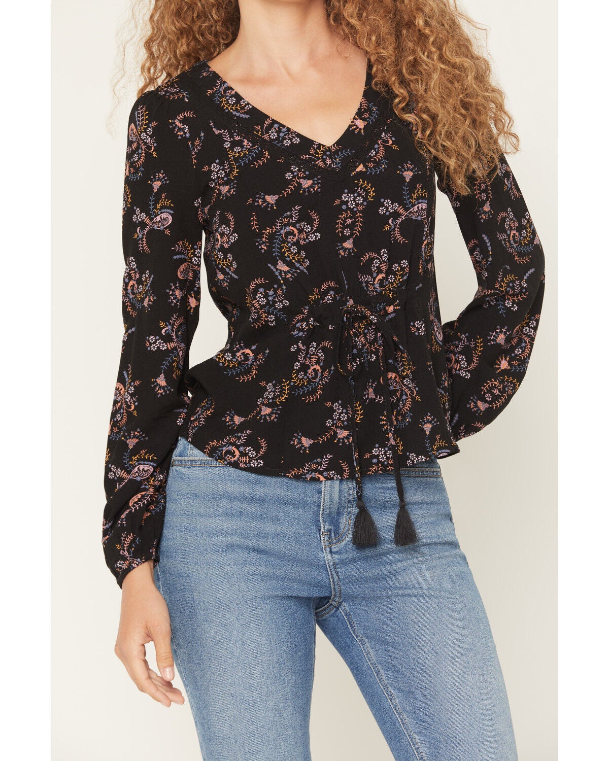 Image #3 - Idyllwind Women's Corrigan Floral Print Long Sleeve Shirt, Black, hi-res