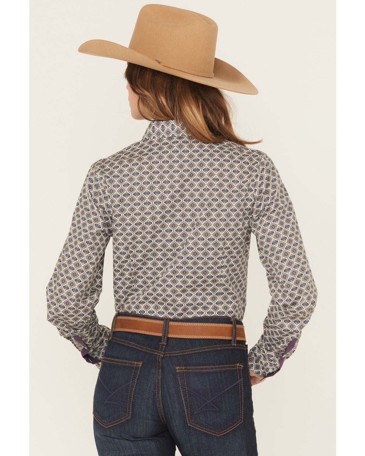 Image #4 - Cinch Women's Medallion Print Long Sleeve Button-Down Western Shirt, Light Blue, hi-res