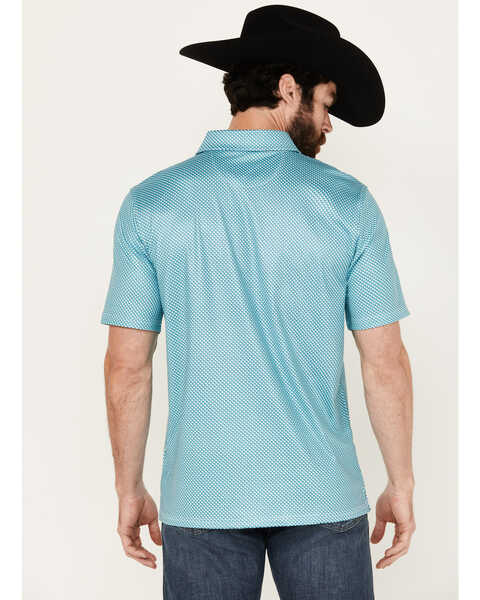 Image #4 - Panhandle Men's Geo Print Short Sleeve Performance Button-Down Polo, Turquoise, hi-res