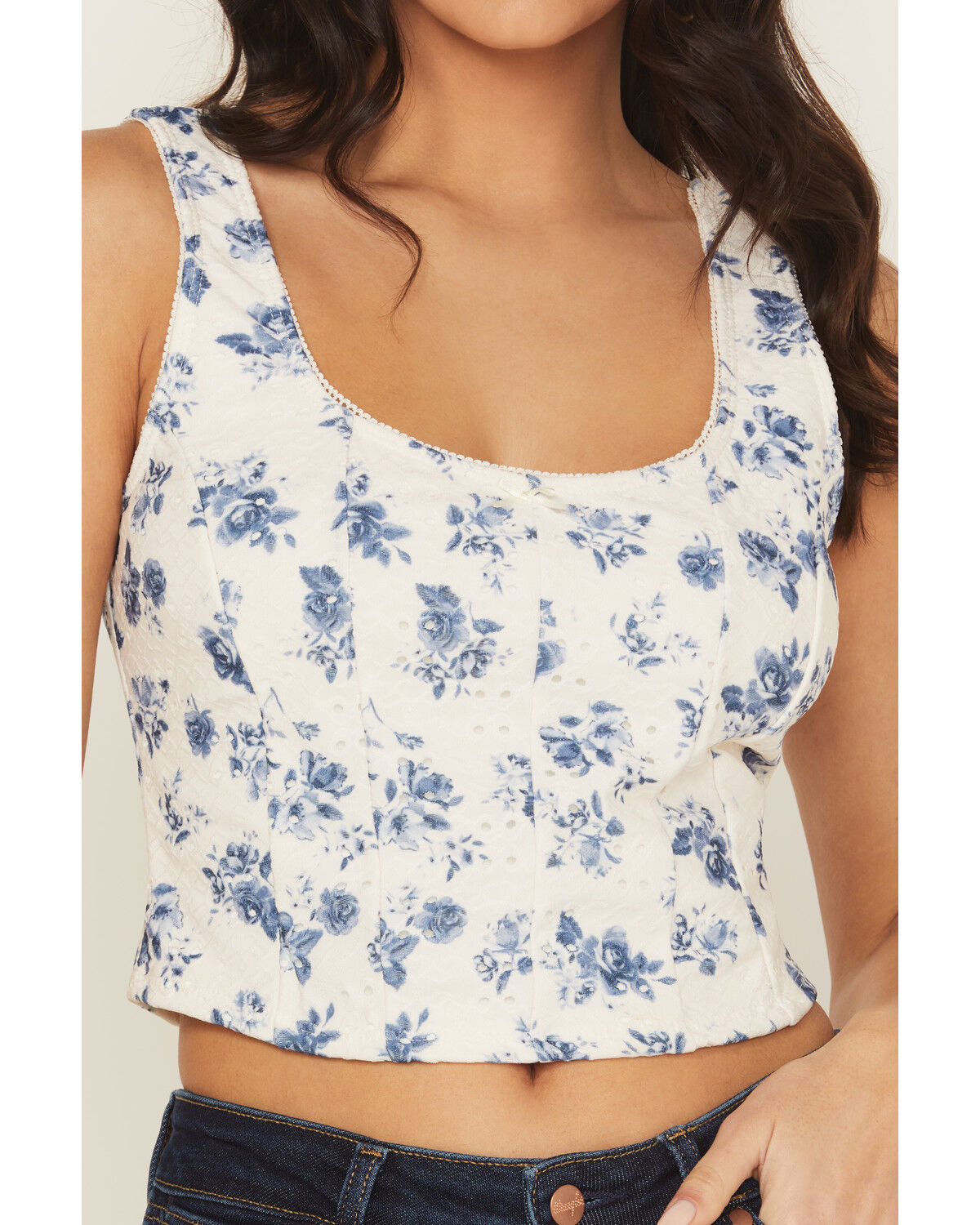 Image #3 - Shyanne Women's Floral Print Corset Top, White, hi-res