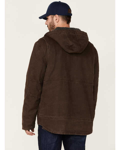 Image #4 - Hawx Men's Brown Castile Weathered Duck Hooded Zip-Front Insulated Work Jacket , Brown, hi-res