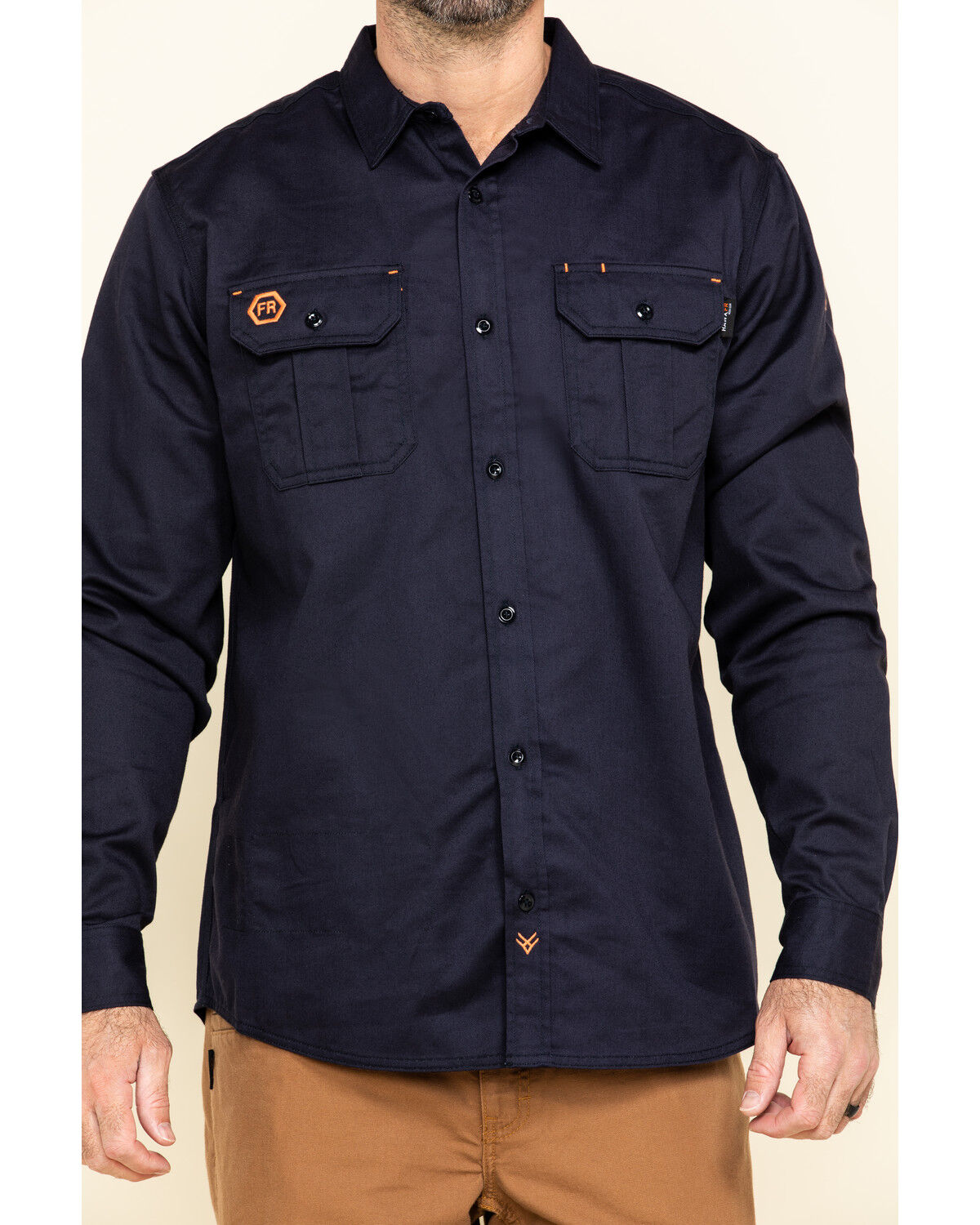 Image #4 - Hawx Men's FR Long Sleeve Woven Work Shirt - Tall, Navy, hi-res