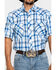 Image #4 - Resistol Men's Blue Vallecito Large Plaid Short Sleeve Western Shirt, Blue, hi-res