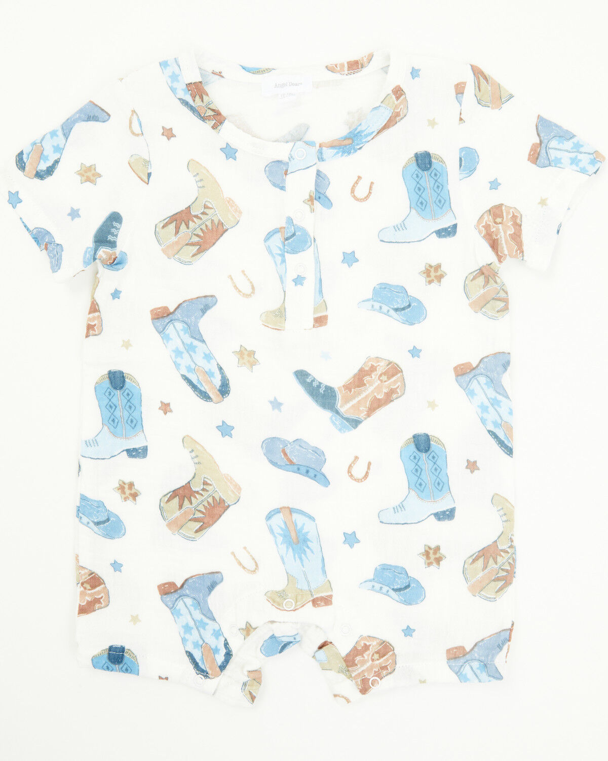 Image #1 - Angel Dear Infant Boys' Cowboy Boots Henley Shortall, White, hi-res