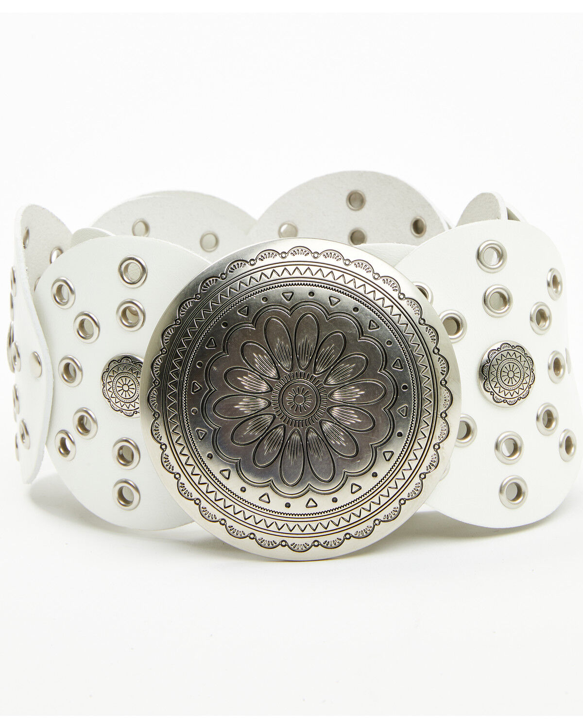 Image #2 - Shyanne Women's Willa Rounds Concho Belt, White, hi-res