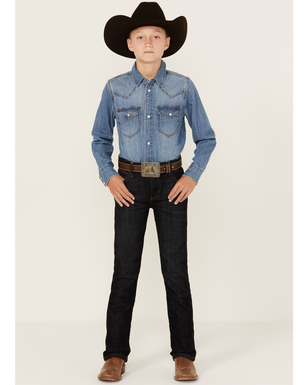 Image #1 - Wrangler Retro Boys' Dark Wash Dax Slim Bootcut Jeans, Dark Wash, hi-res
