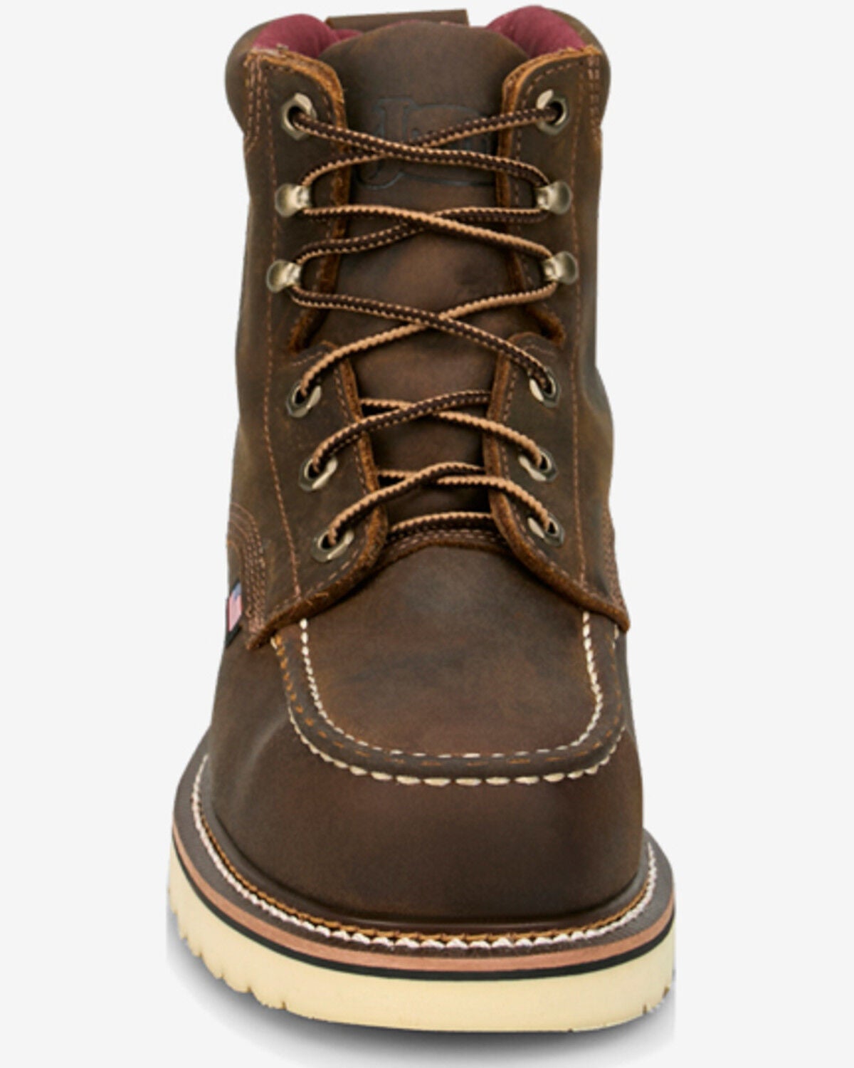 Image #4 - Justin Men's 6" Homeland Akron Waterproof Moc Work Boots - Steel Toe, Brown, hi-res