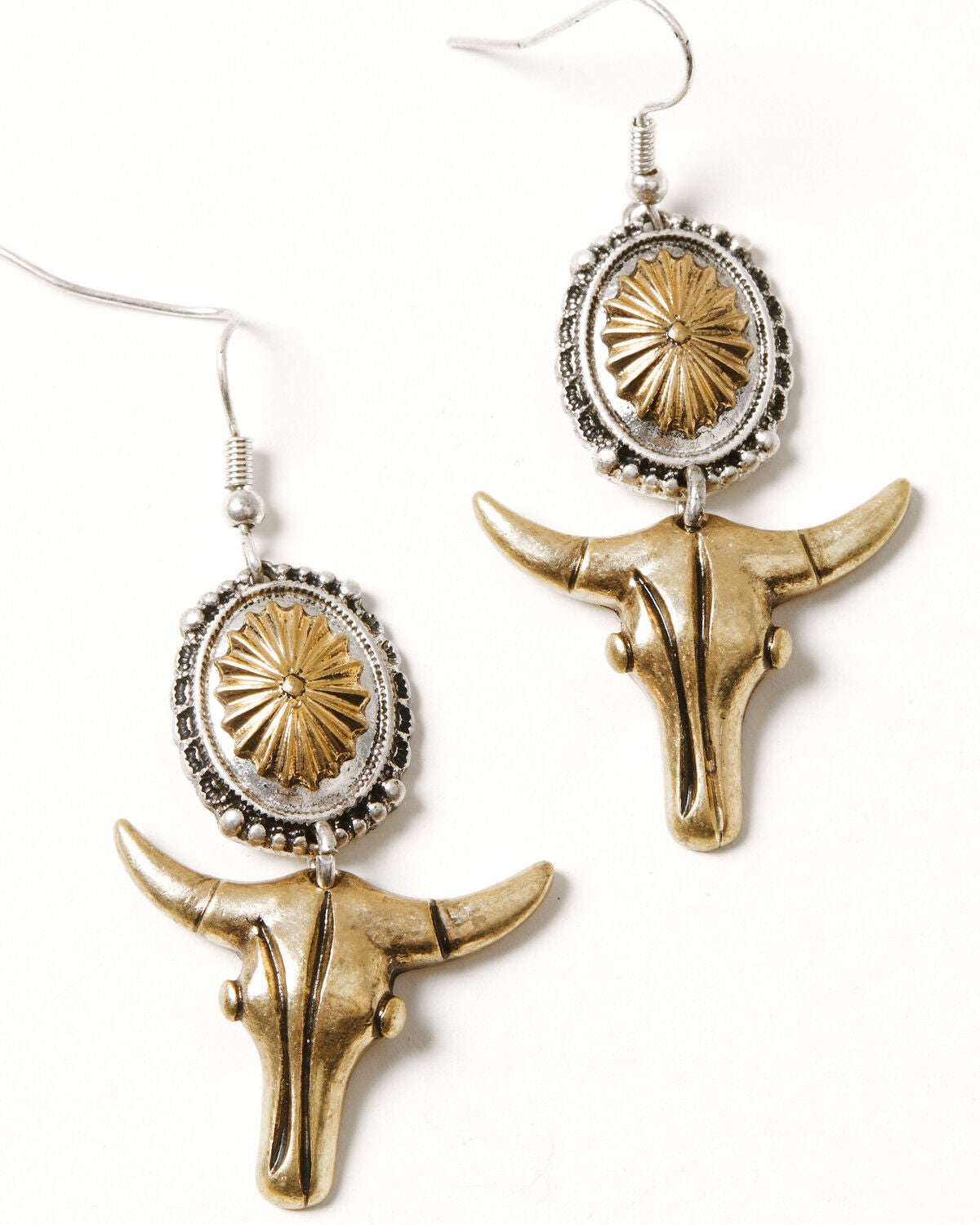 Idyllwind Women's Archer Steer Head Concho Earrings, Gold, hi-res