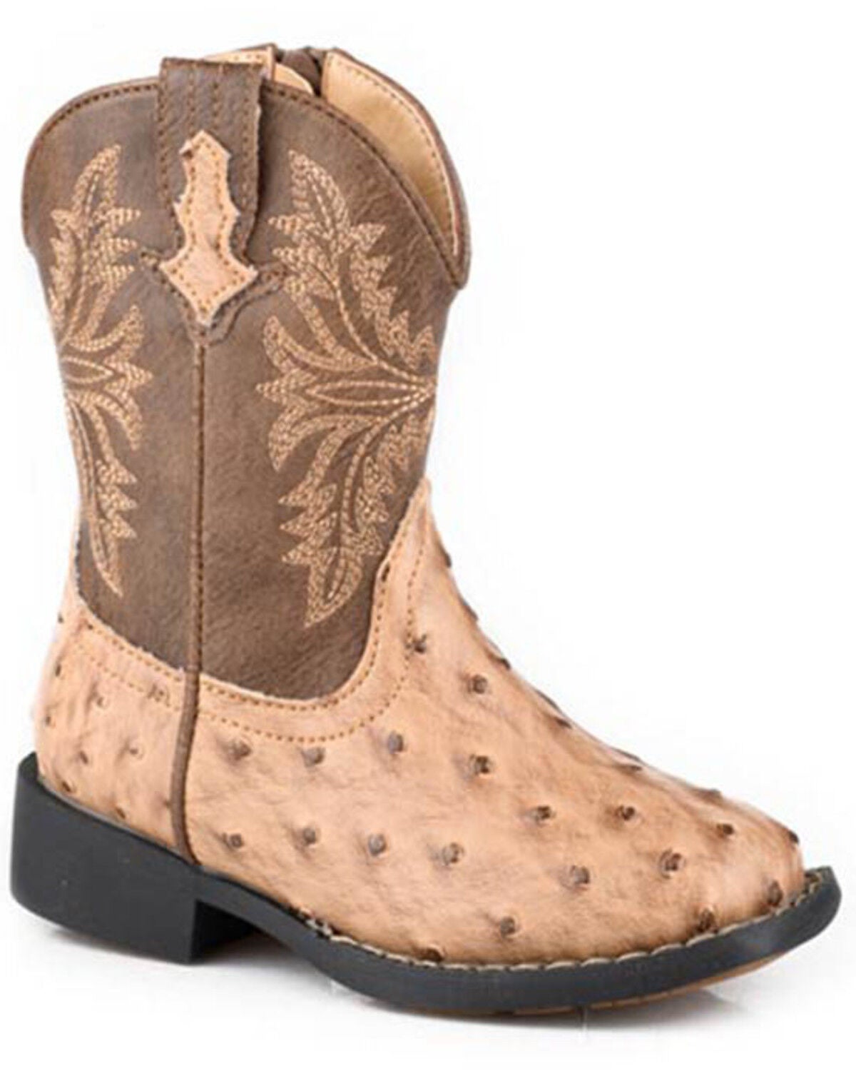 Image #1 - Roper Toddler Boys' Jed Western Boots - Broad Square Toe, Tan, hi-res