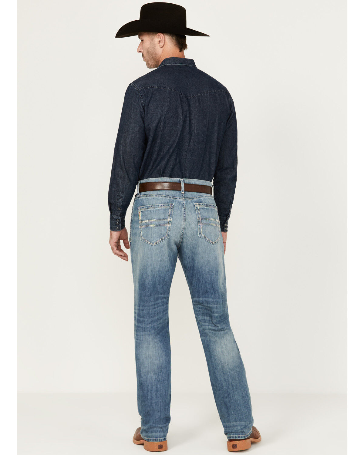 Image #3 - Cinch Men's Sawyer Medium Stonewash Performance Stretch Loose Boot Denim Jeans, Indigo, hi-res